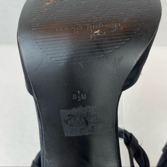 Marc Fisher Black Satin Beaded Ankle Tie Sandals, 8.5 - Picture 8 of 8